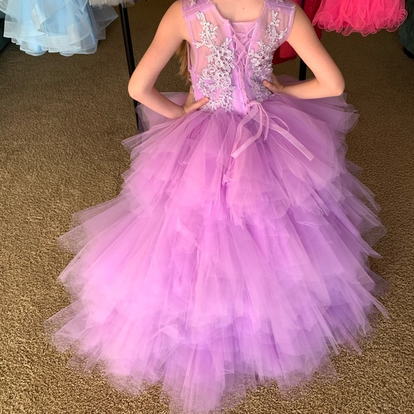 Lavender Fluffy Tulle High Low Dress/ Pageant Fun Fashion - Picture 3 of 3